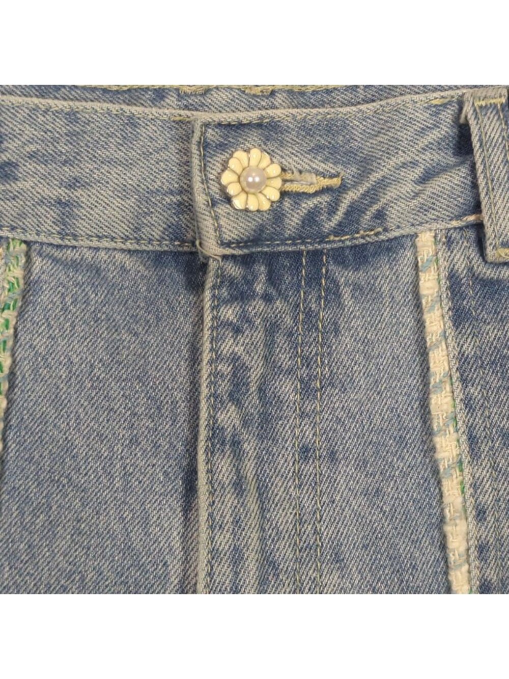 Zara Women's Jeans sz 6 / 28 blue Jeans High Rise Tweed Trim Straight Leg - Picture 5 of 13